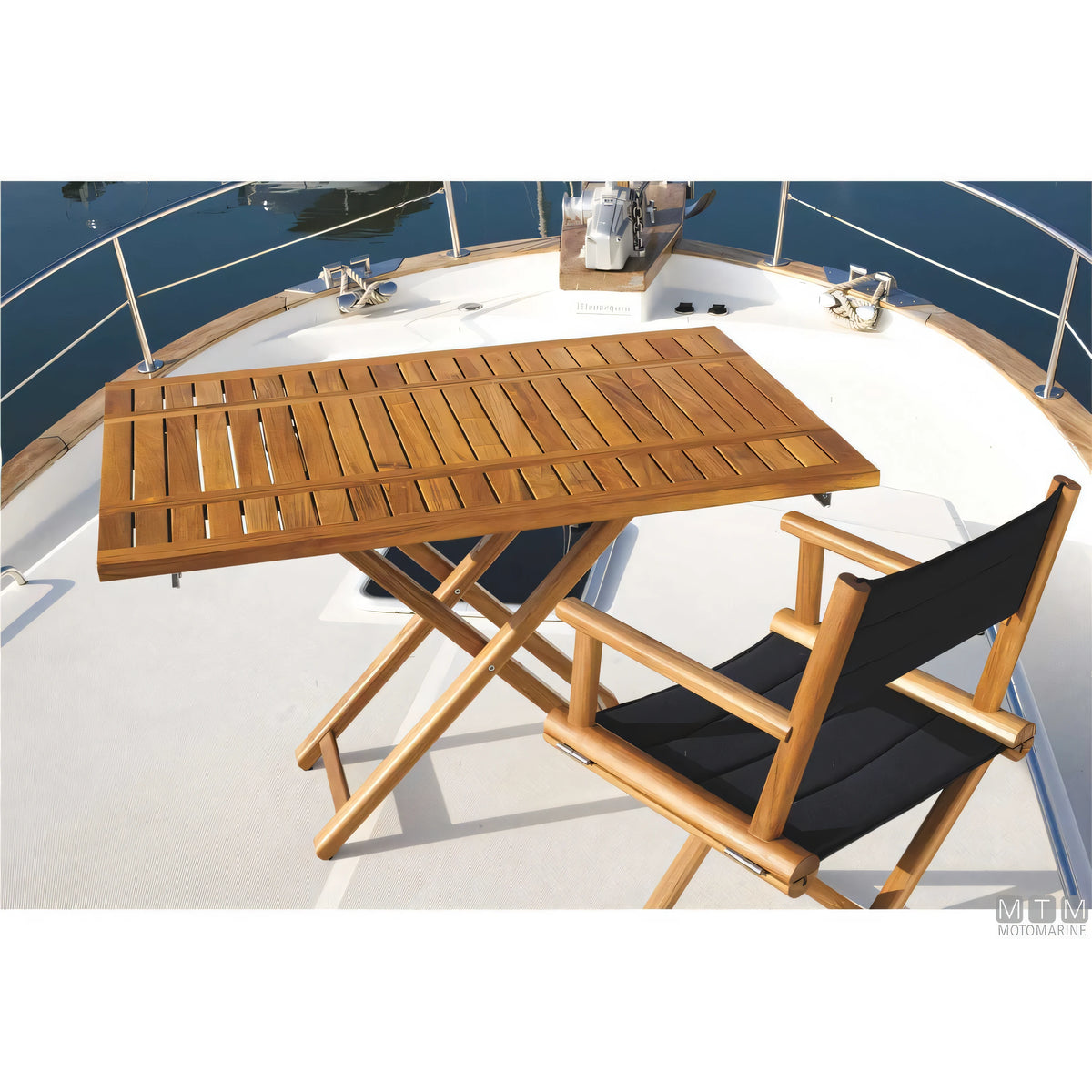 Marine Business tavolo pieghevole in teak con ferramenta inox — 120x40/80 cm H60/75 cm