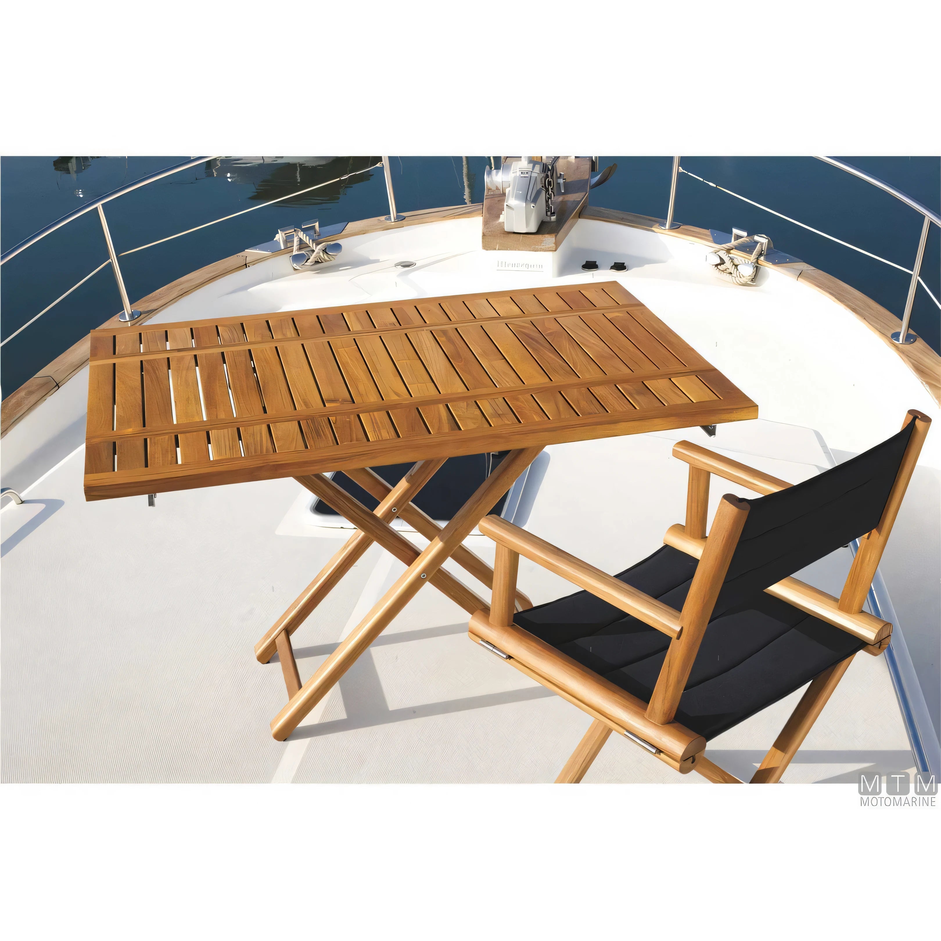 Marine Business tavolo pieghevole in teak con ferramenta inox — 120x40/80 cm H60/75 cm