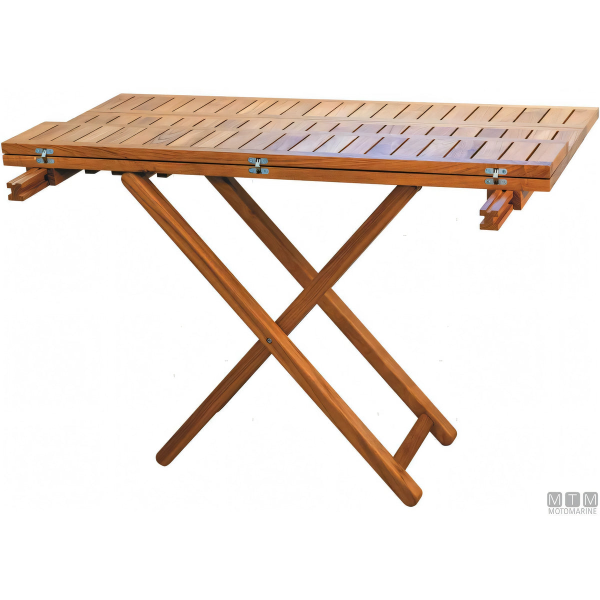 Marine Business tavolo pieghevole in teak con ferramenta inox — 120x40/80 cm H60/75 cm