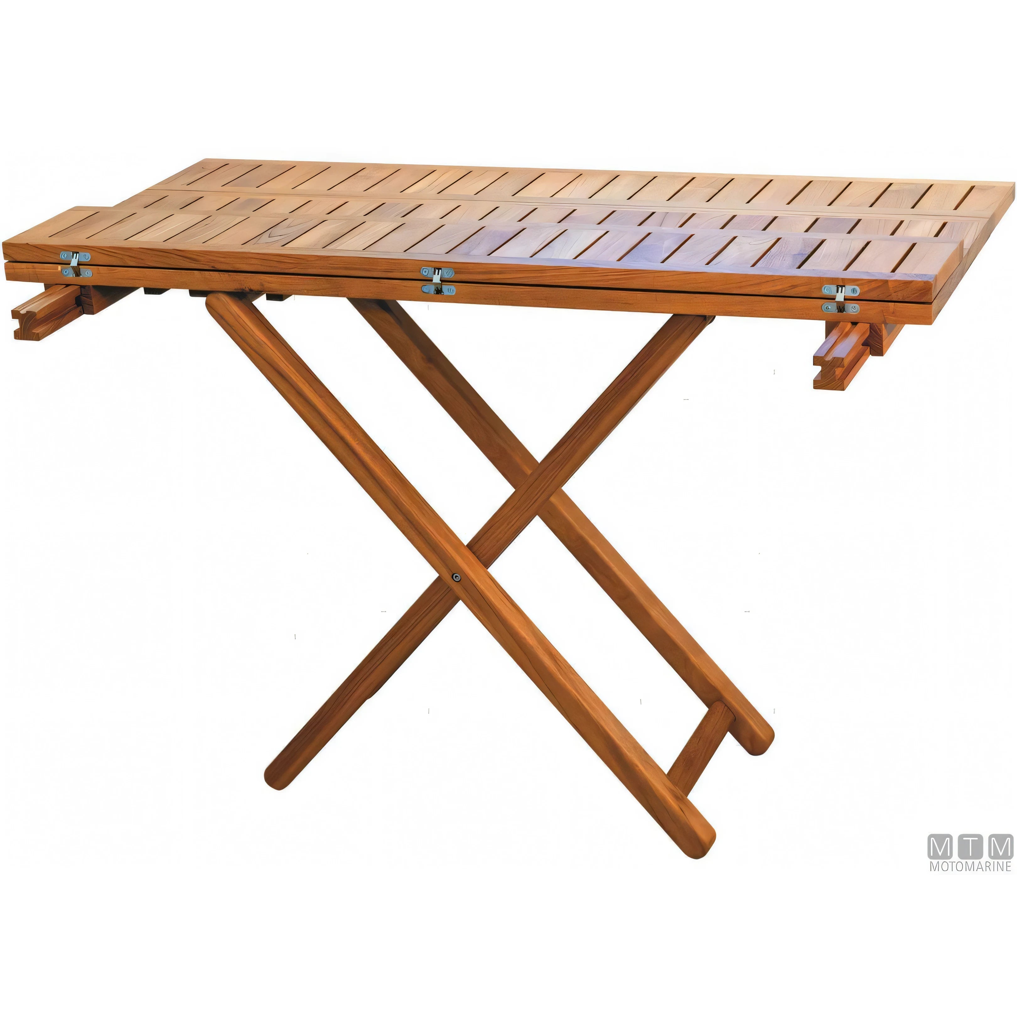 Marine Business tavolo pieghevole in teak con ferramenta inox — 120x40/80 cm H60/75 cm