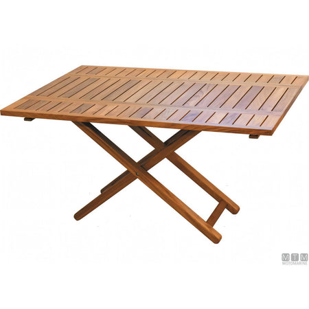 Marine Business tavolo pieghevole in teak con ferramenta inox — 120x40/80 cm H60/75 cm