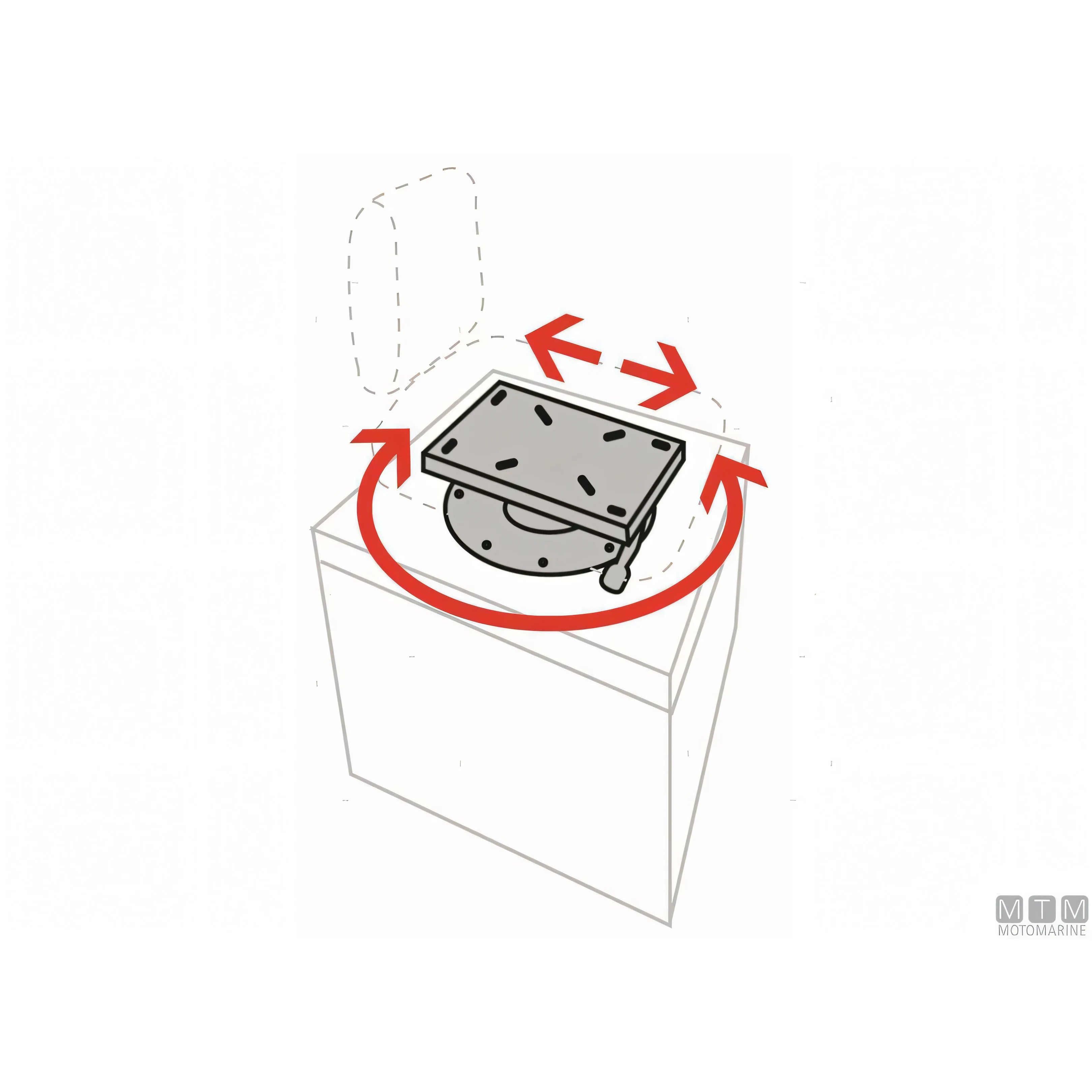 Motomarine Supporto Sedile Fisso con Slitta in Alluminio — H 153 mm