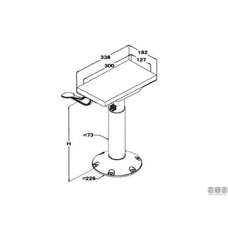 Motomarine supporto sedile fisso con slitta in alluminio — H 475 mm