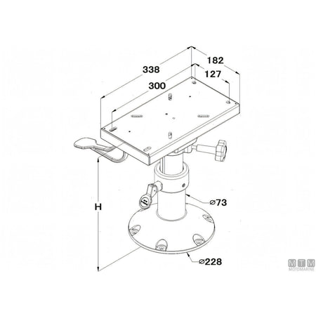 Motomarine supporto sedile Master Low in alluminio — H 350<>470 mm