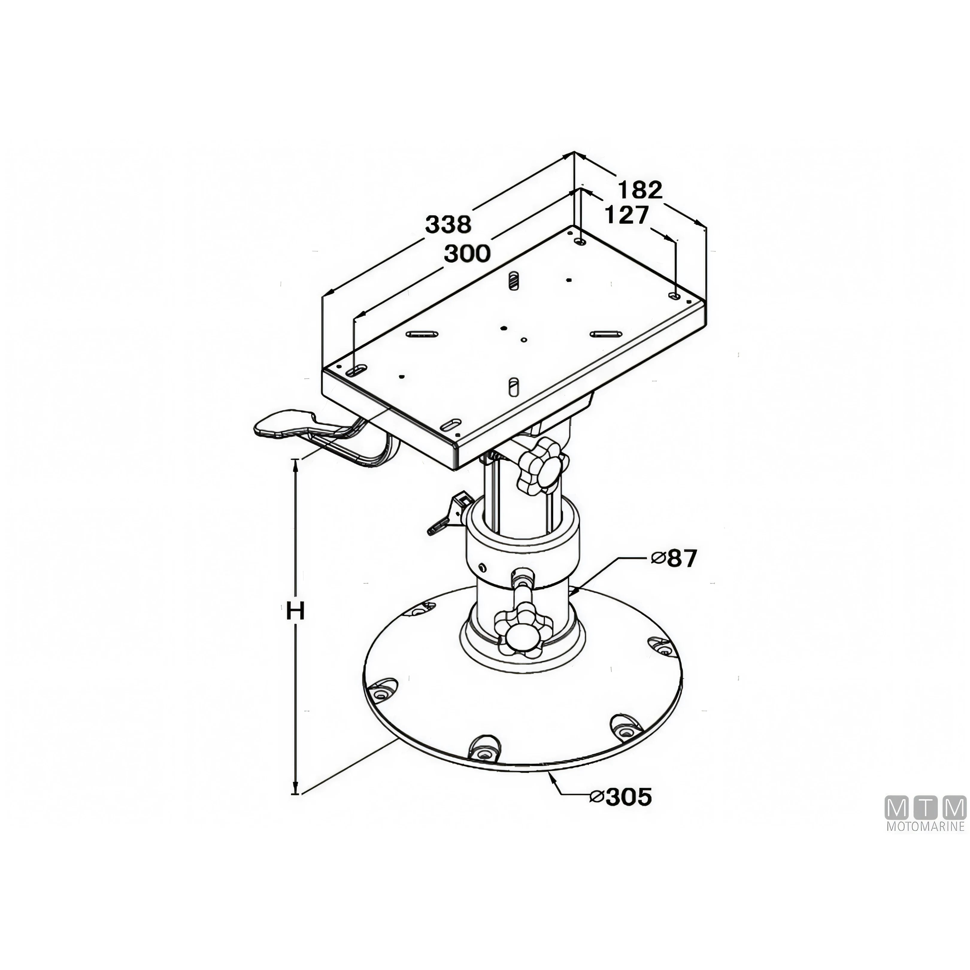 Supporto sedile regolabile Ocean in alluminio — H 435-635 mm