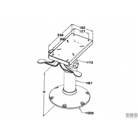 Ocean supporto sedile regolabile Air Powered in alluminio — H 350/470 mm