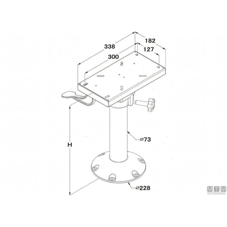 Motomarine supporto sedile Master Low alluminio anodizzato nero — H330mm