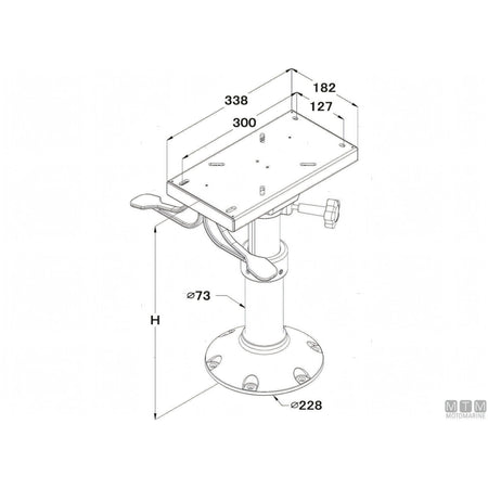 Motomarine Supporto Sedile Master Alluminio Anodizzato Nero — H300-400mm