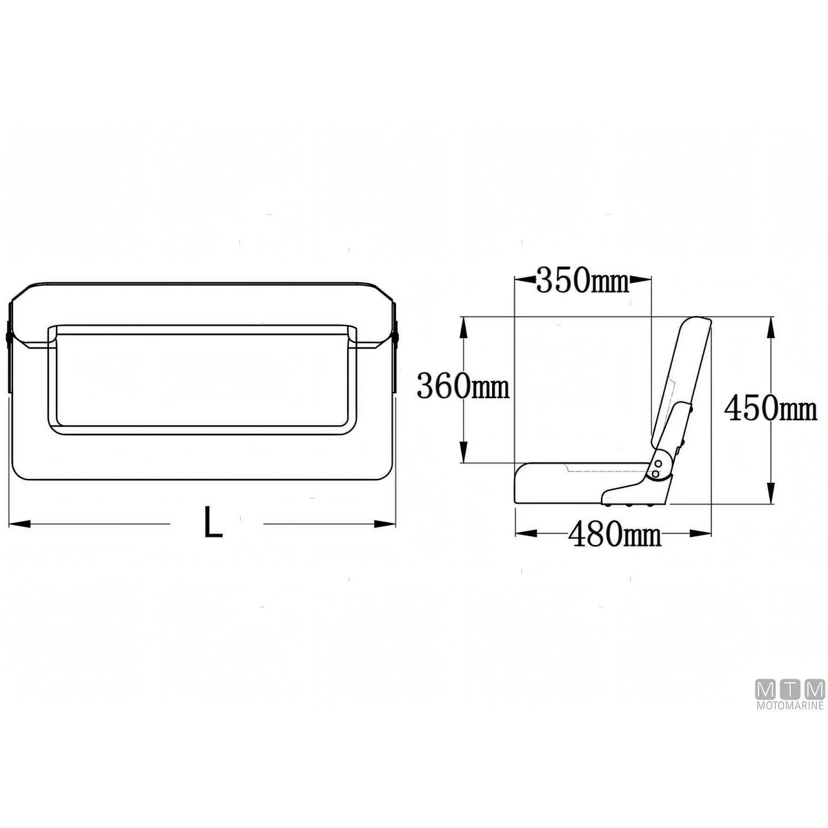 Motomarine sedile pieghevole 2 posti imbottito — 80 cm