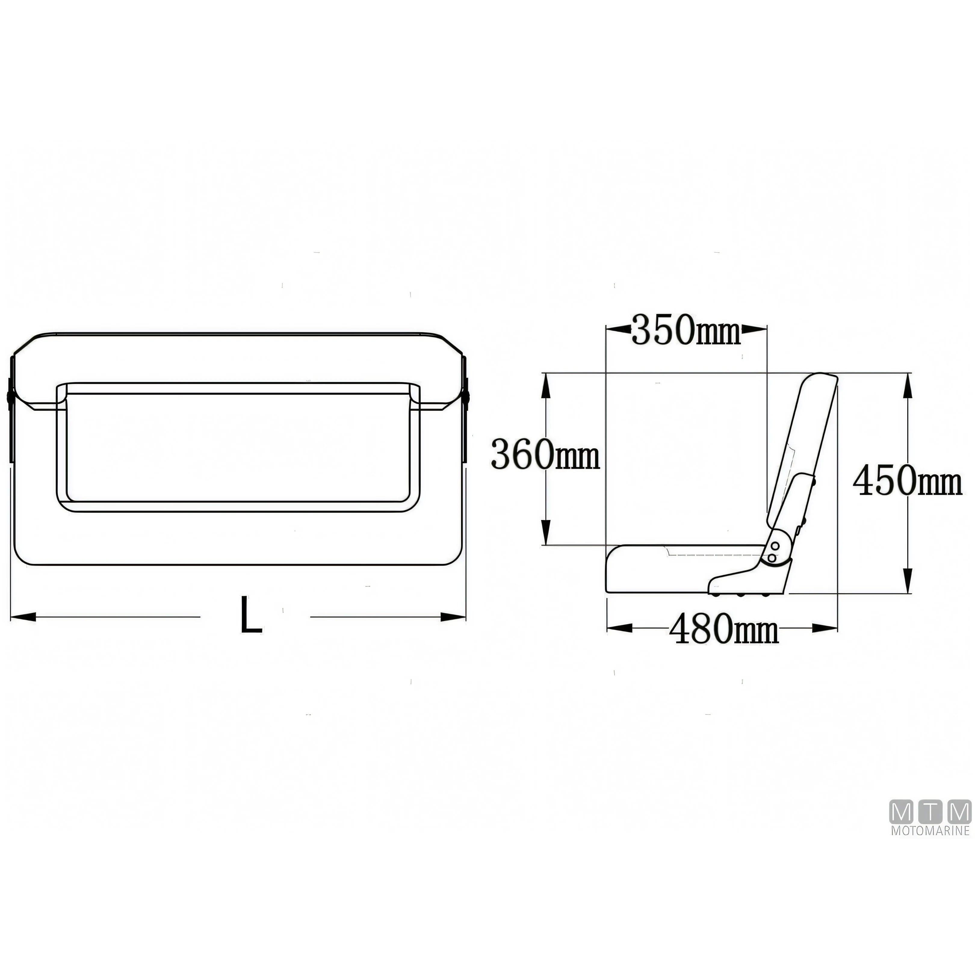 Motomarine sedile pieghevole 2 posti imbottito — 80 cm