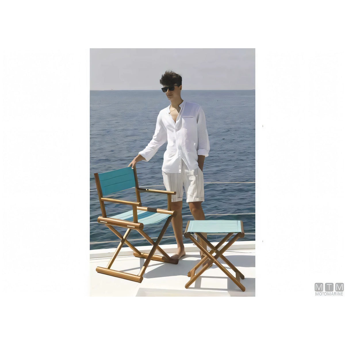 Marine Business sgabello pieghevole in teak con tessuto Olefina — vista 2