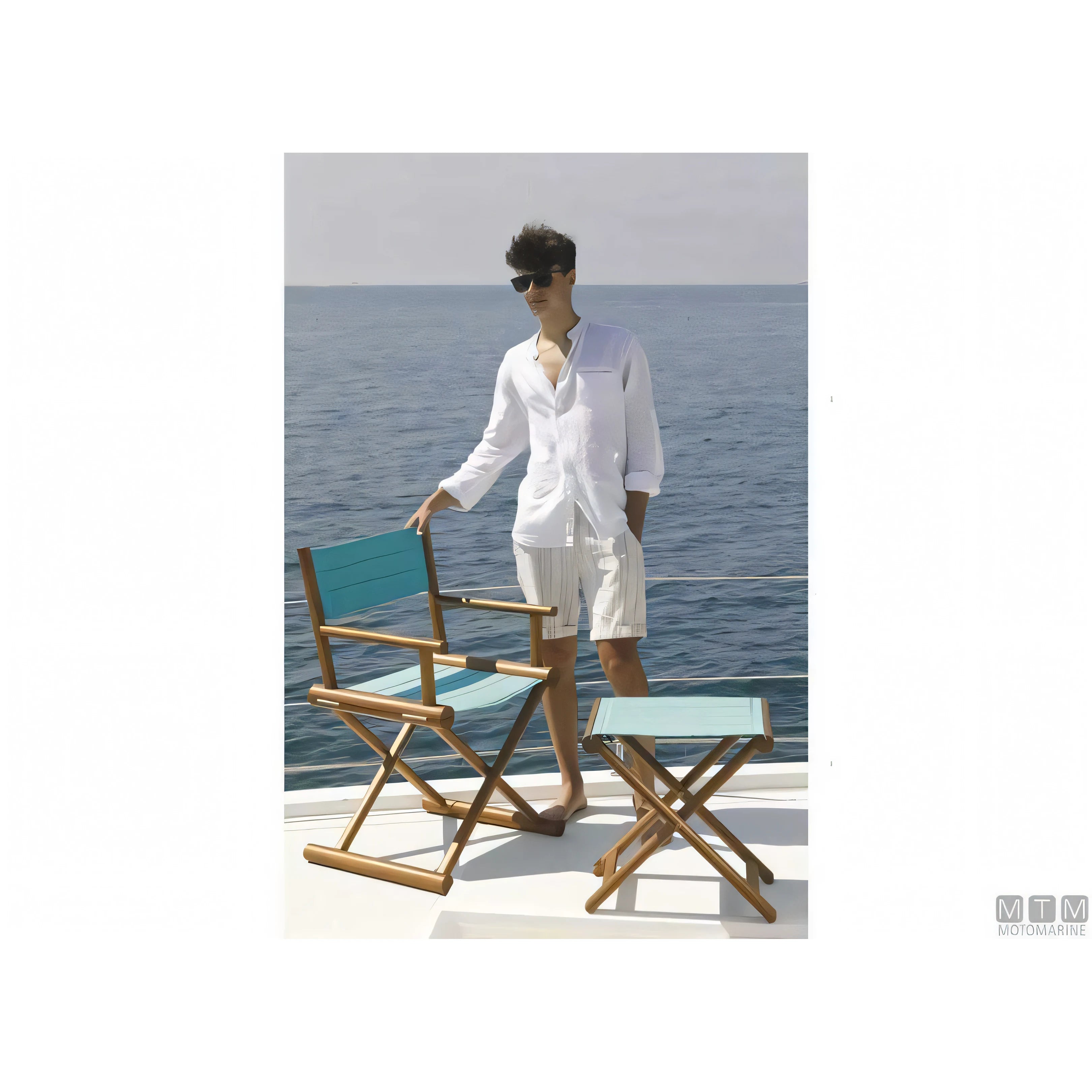 Marine Business sgabello pieghevole in teak con tessuto Olefina — vista 2