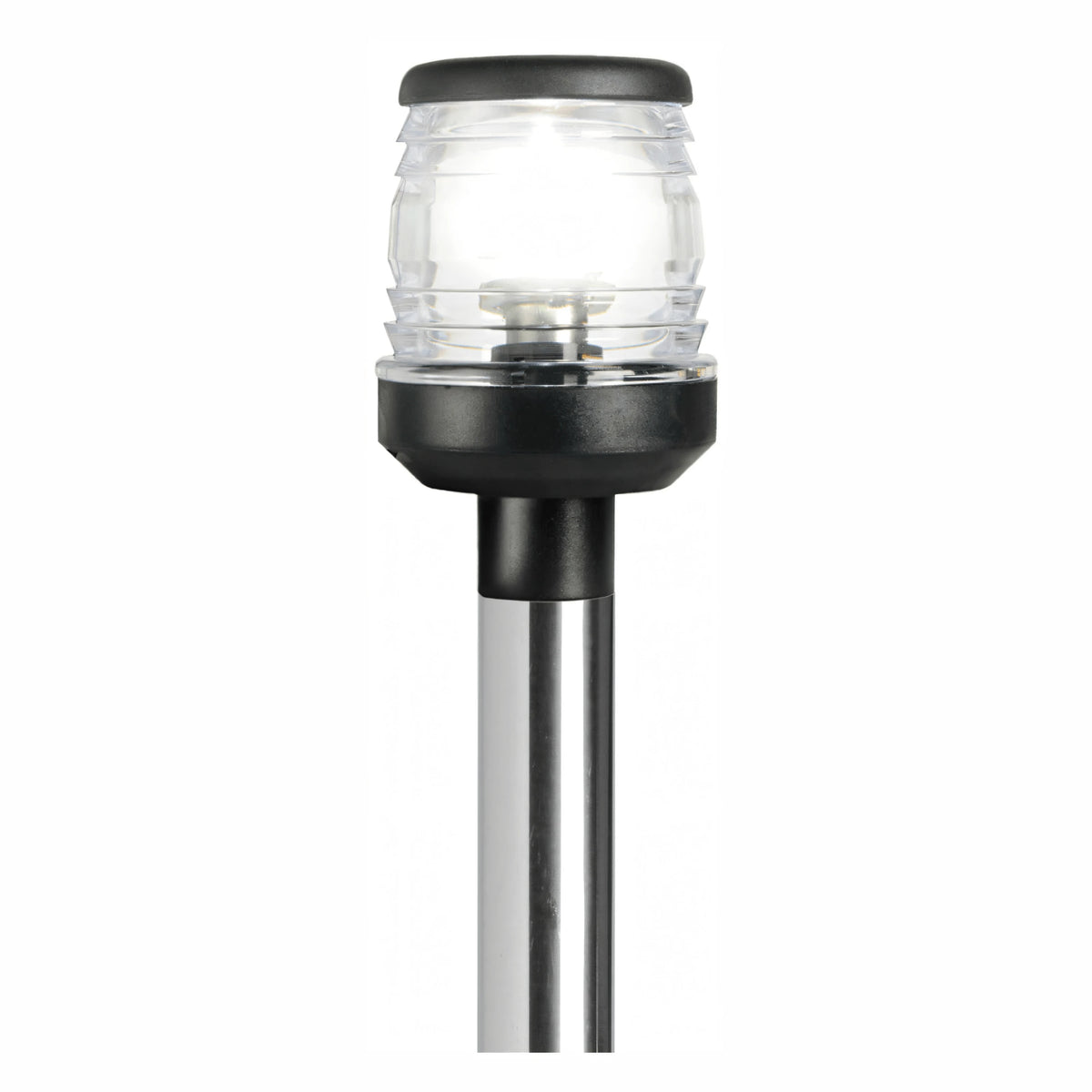 Asta luminosa retrattile 60 cm con luce bianca 360° in plastica nera su palo in acciaio | Onautica