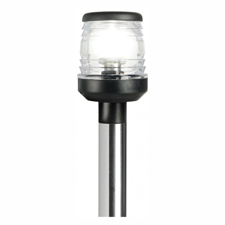 Asta luminosa retrattile 60 cm con luce bianca 360° in plastica nera su palo in acciaio | Onautica