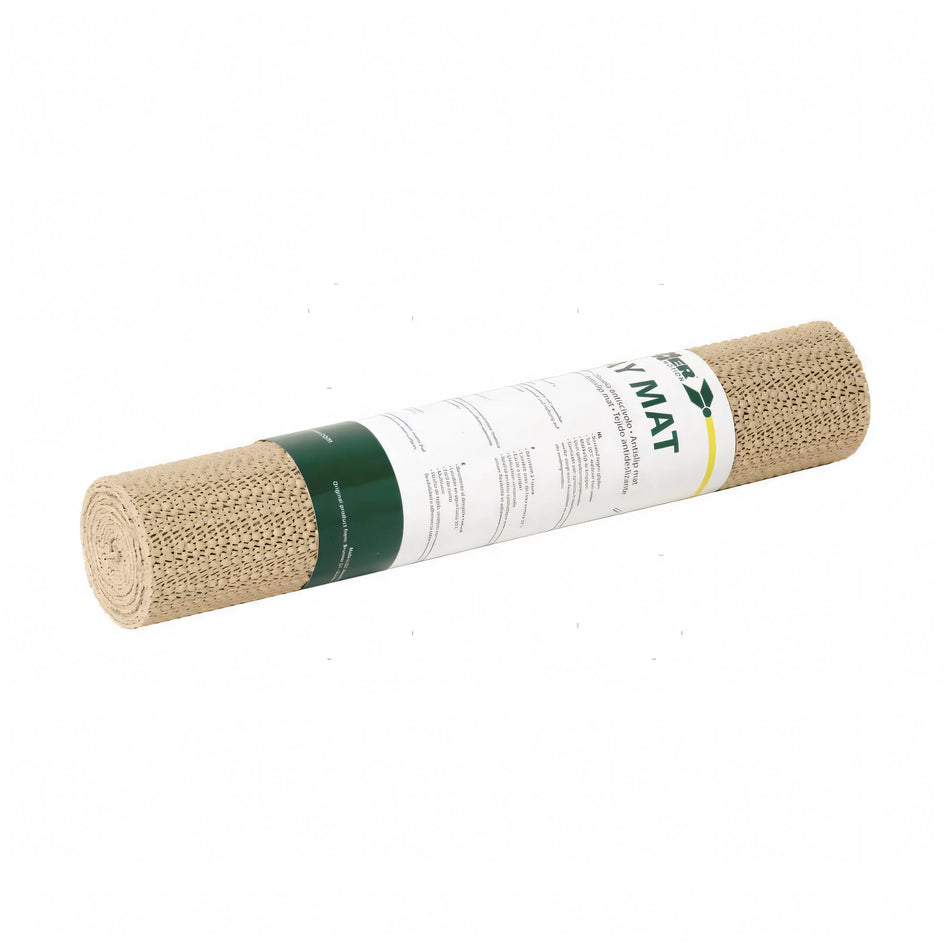 Tovaglietta antiscivolo STAY MAT color beige arrotolata con etichetta bianca e verde | Onautica