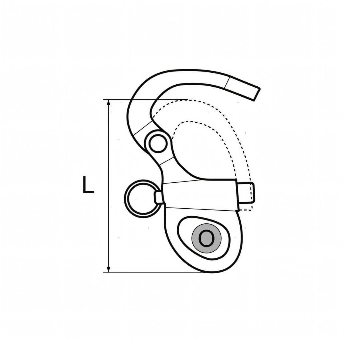 Moschettone a sgancio rapido occhio fisso in acciaio inox AISI 316 lunghezza 55mm.