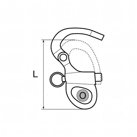 Moschettone a sgancio rapido occhio fisso in acciaio inox AISI 316 lunghezza 55mm.