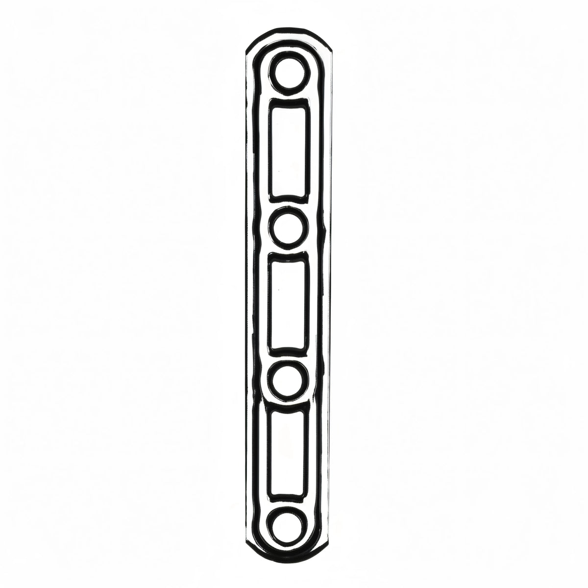 Lastrina stampata dritta 4 fori tipo A in acciaio inox A2, forma allungata con fori rotondi | Onautica