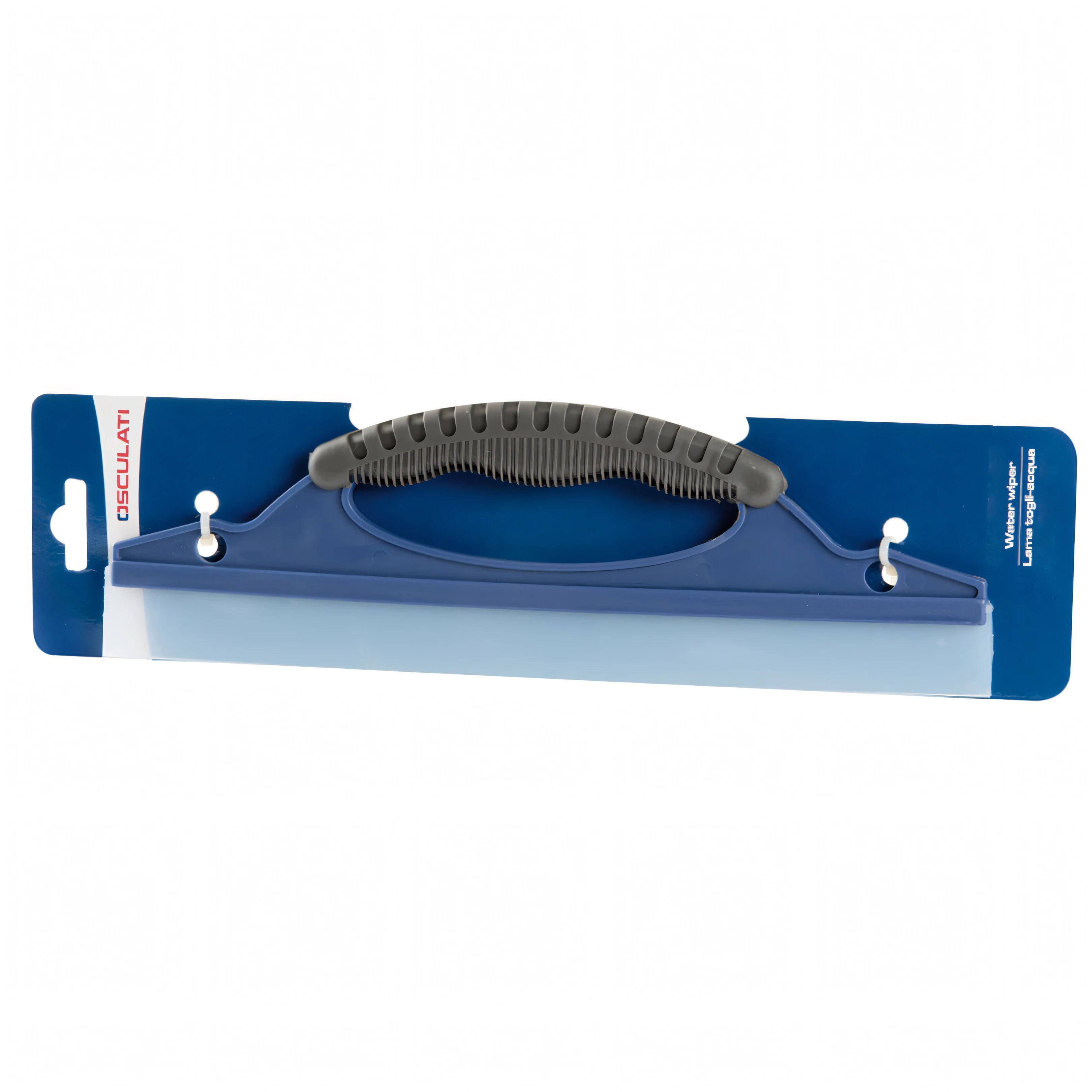 Lama togli-acqua Osculati blu con manico ergonomico grigio e silicone trasparente, in confezione blister | Onautica