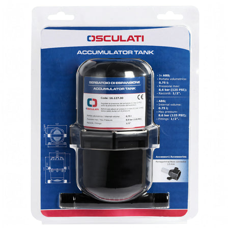 Serbatoio di espansione autoclave in ABS 0,75 lt Osculati con 2 portagomma – vista 3
