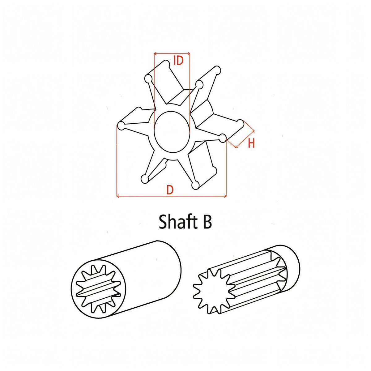 Girante Pompa Nitrile Ø95 · Ø int. 25 · H88.5 · 12 pale – vista 6