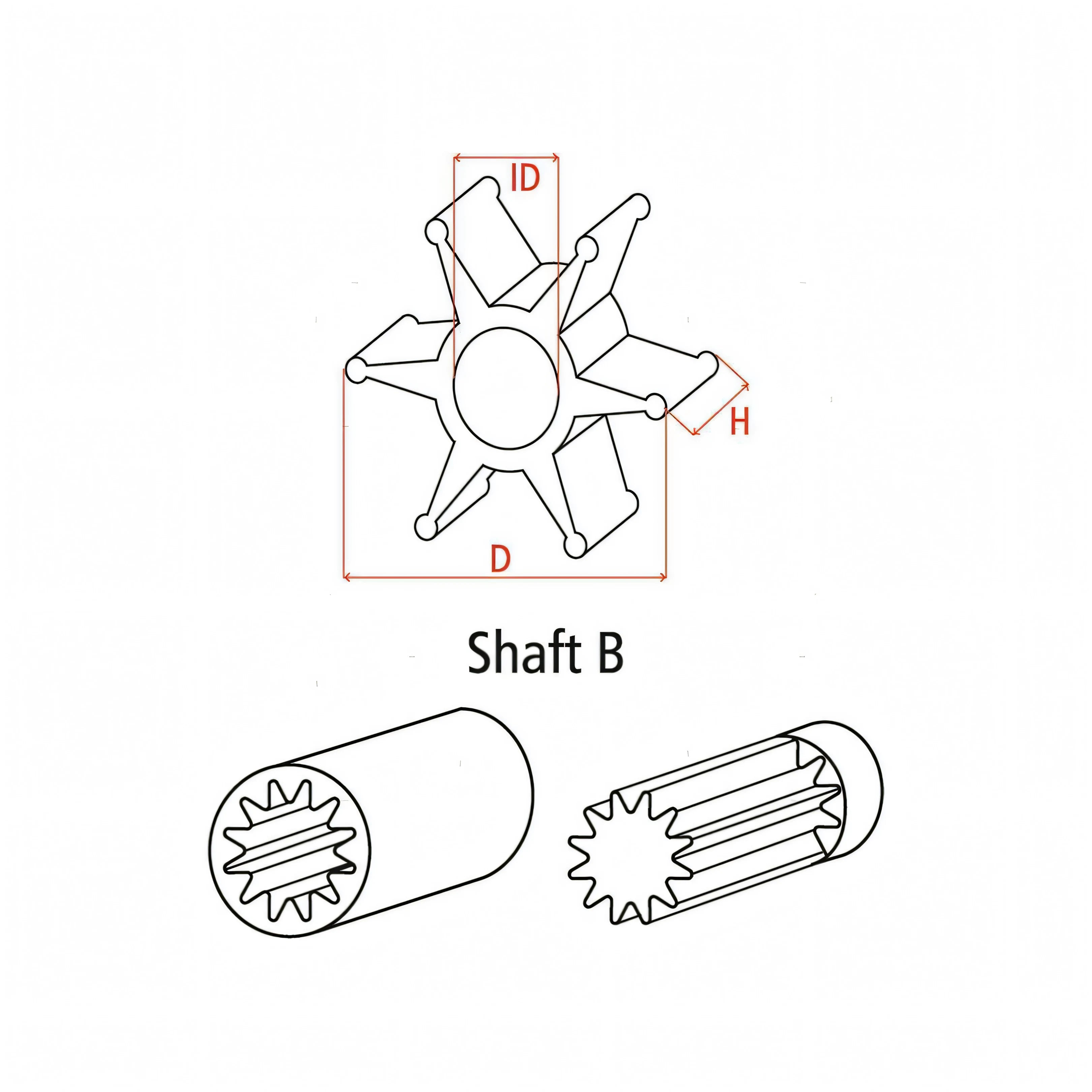 Girante Pompa Nitrile Ø95 · Ø int. 25 · H88.5 · 12 pale – vista 6