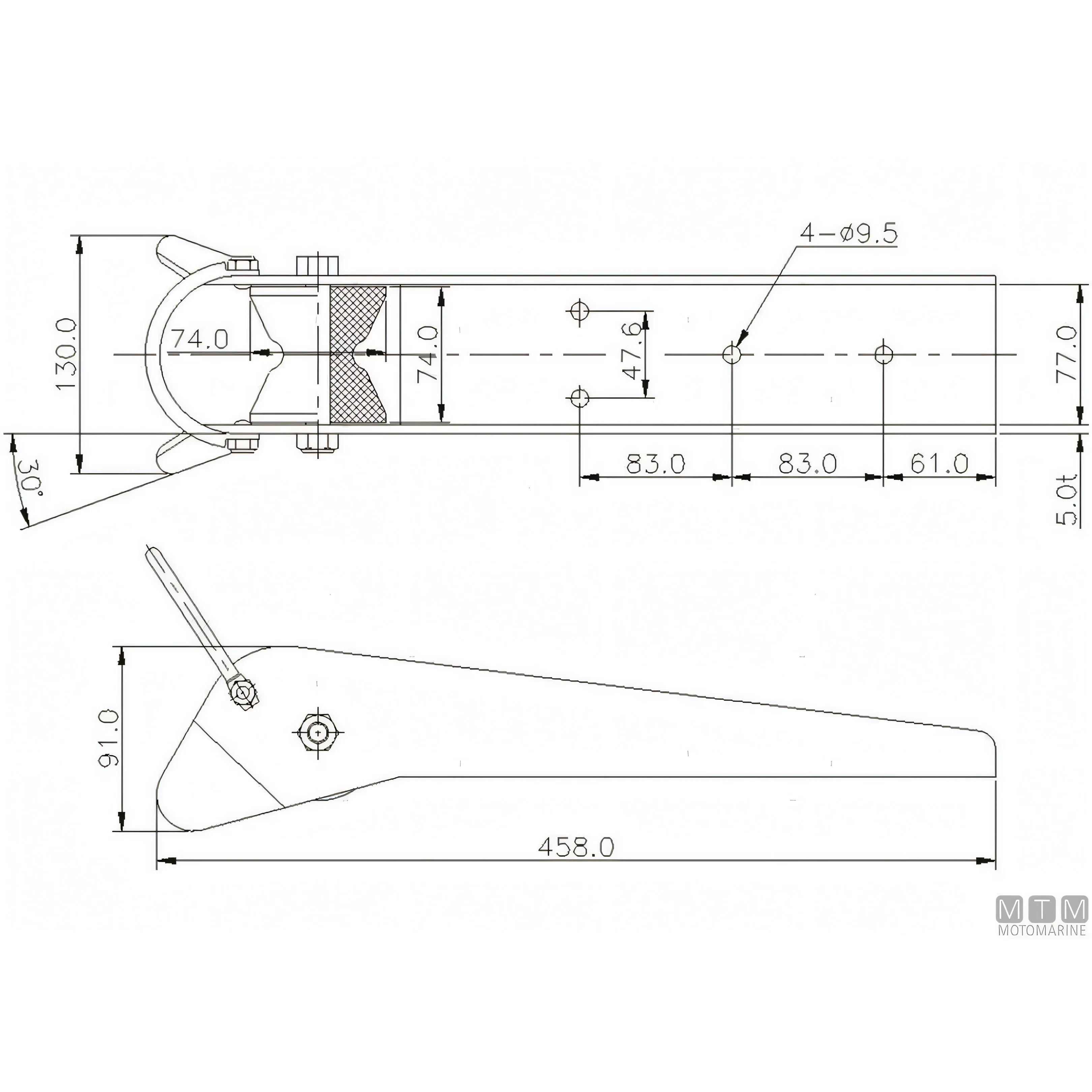 Motomarine Musone Passacatena HL Wing Acciaio Inox 316 — vista 3
