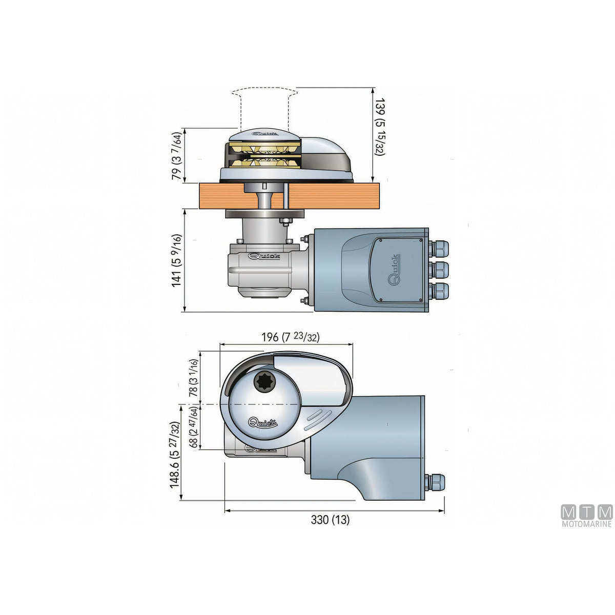 Verricello Salpa Ancora Quick Custom CL2 700W (Acciaio Inox) — Custom CL2 700W (Catena 6mm)