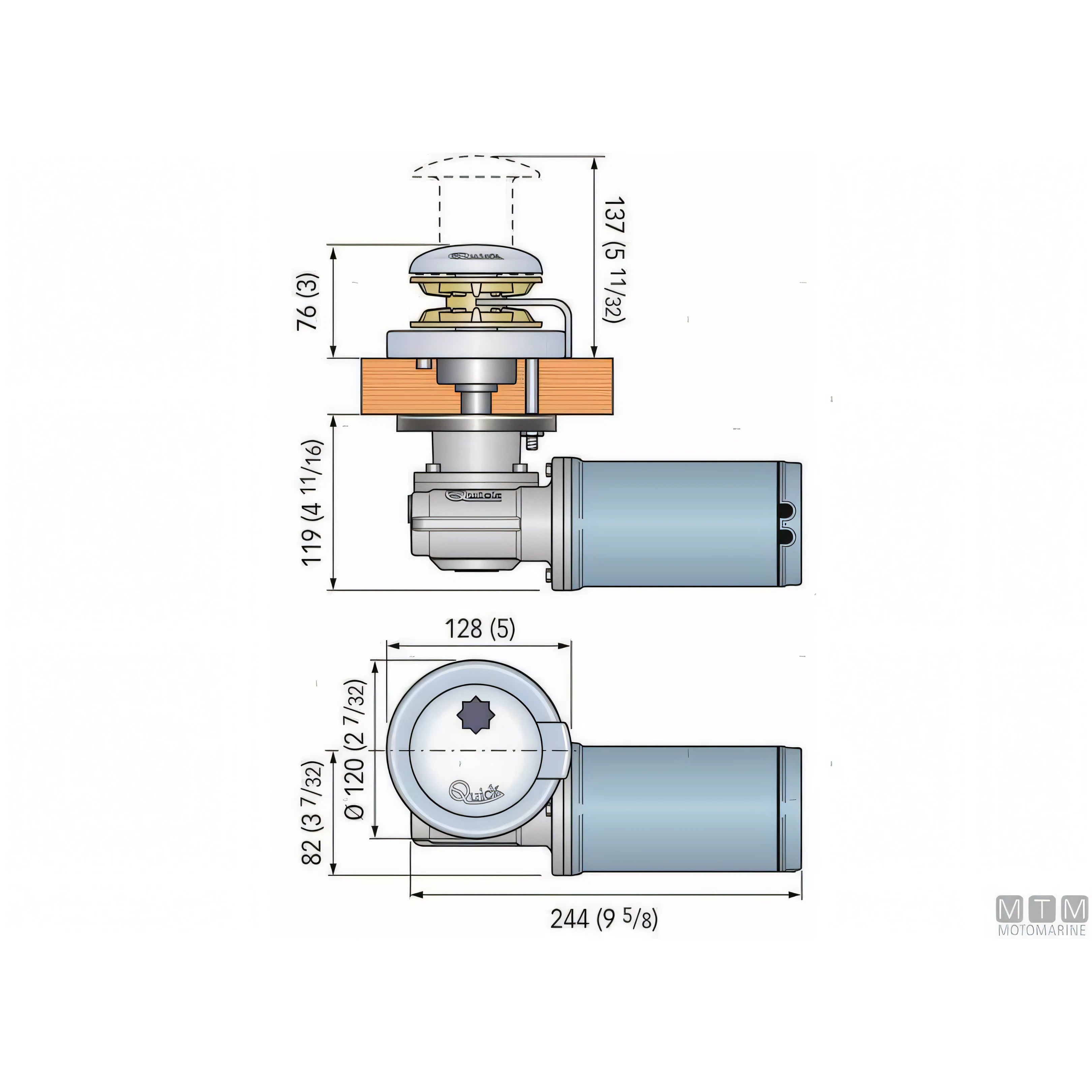 Quick Rider R1 500W verricello salpa ancora alluminio anodizzato — Senza Campana