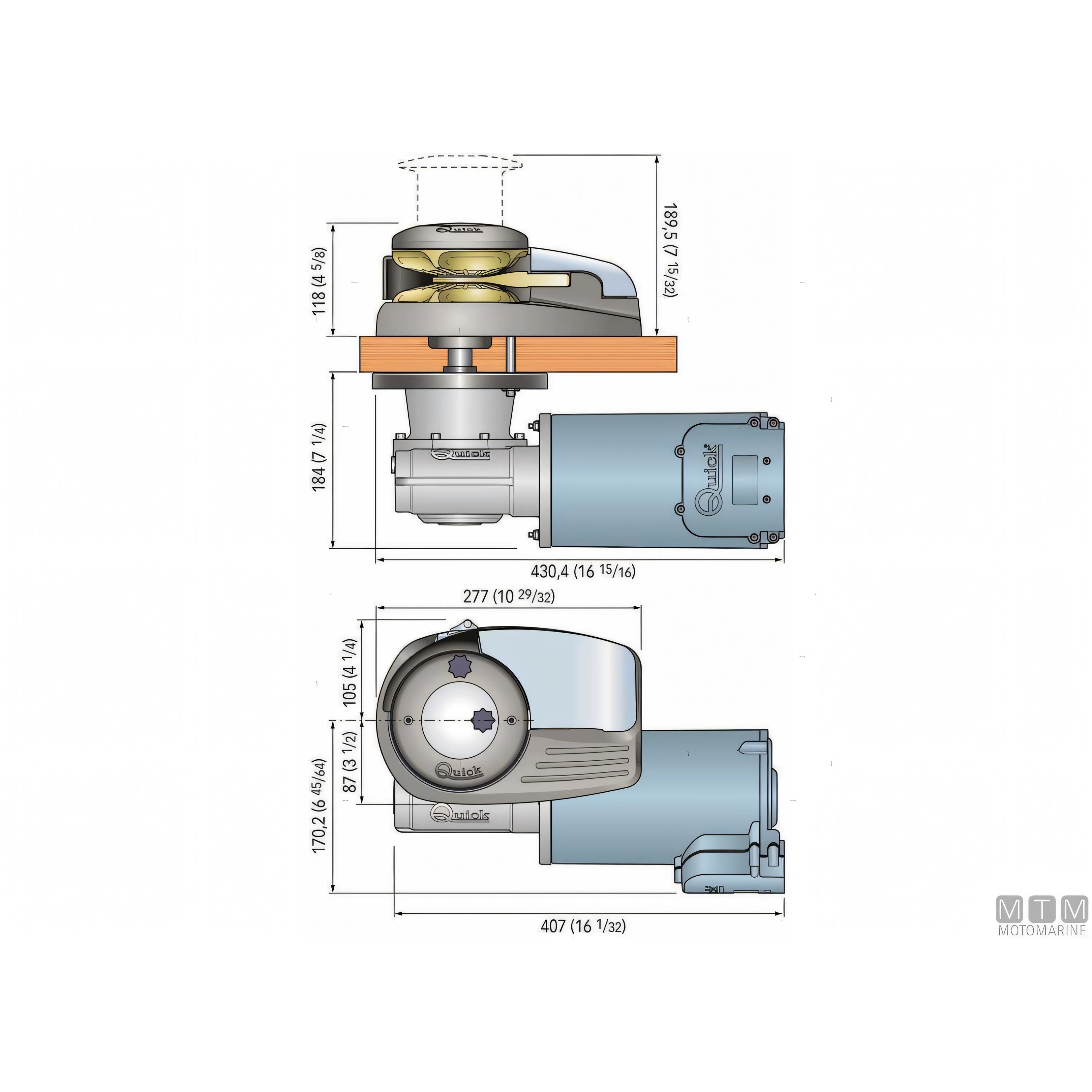 Quick Verricello salpa ancora Dylan H 2000W acciaio inox e alluminio anodizzato — vista 2