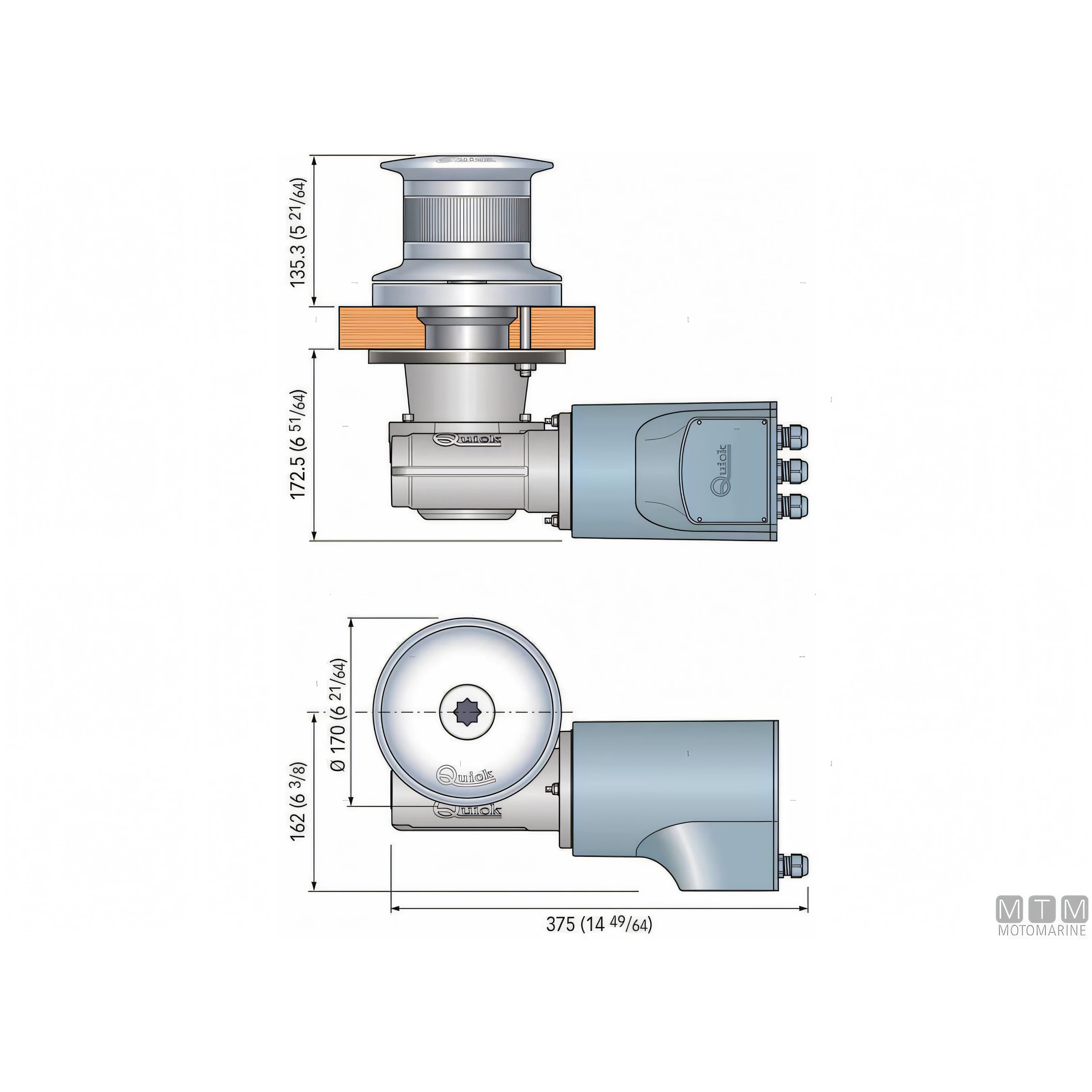 Quick Verricello da Tonneggio Tumbler 3 Acciaio Inox AISI 316 — TB5 1700W