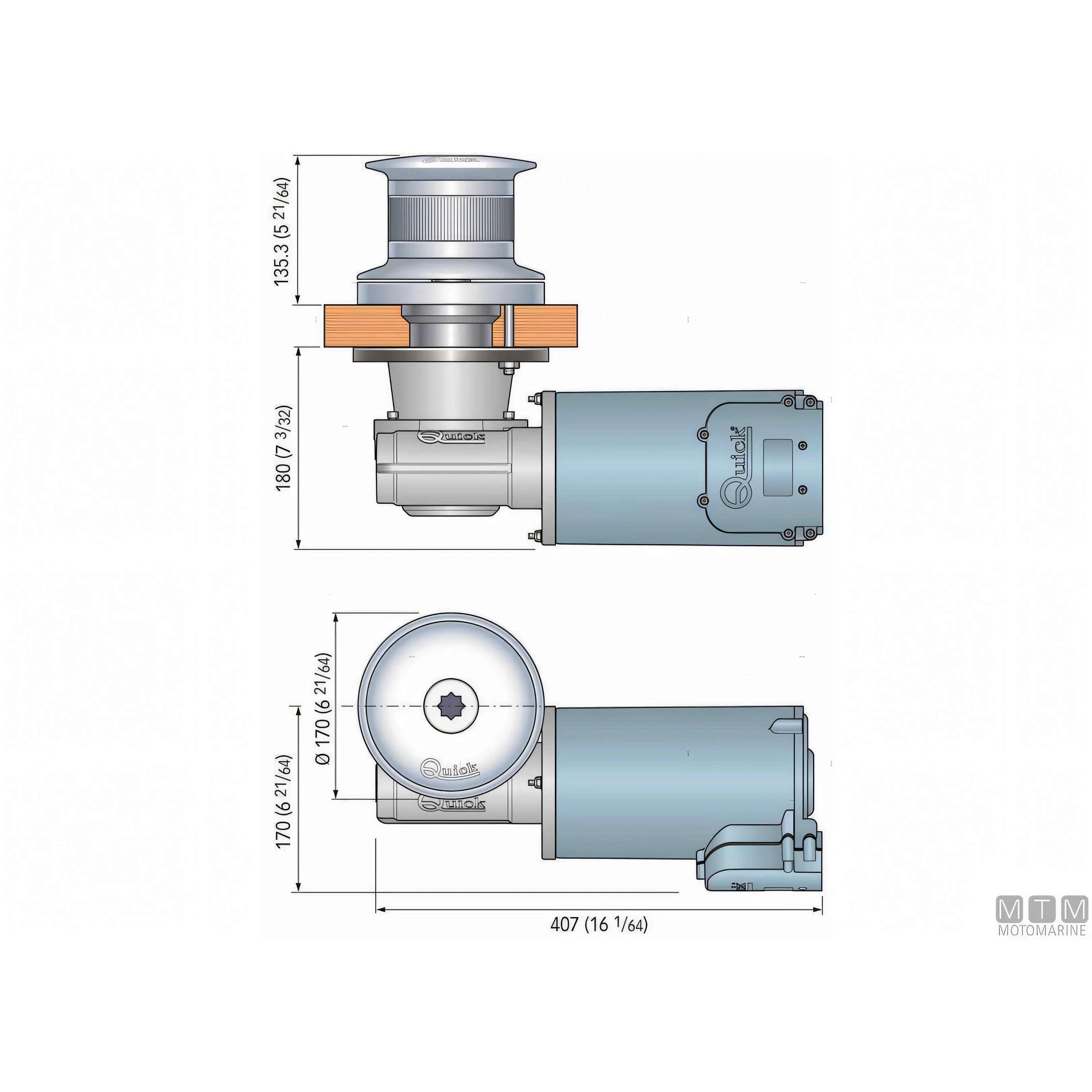 Quick Verricello da Tonneggio Tumbler 3 Acciaio Inox AISI 316 — TB5 1700W