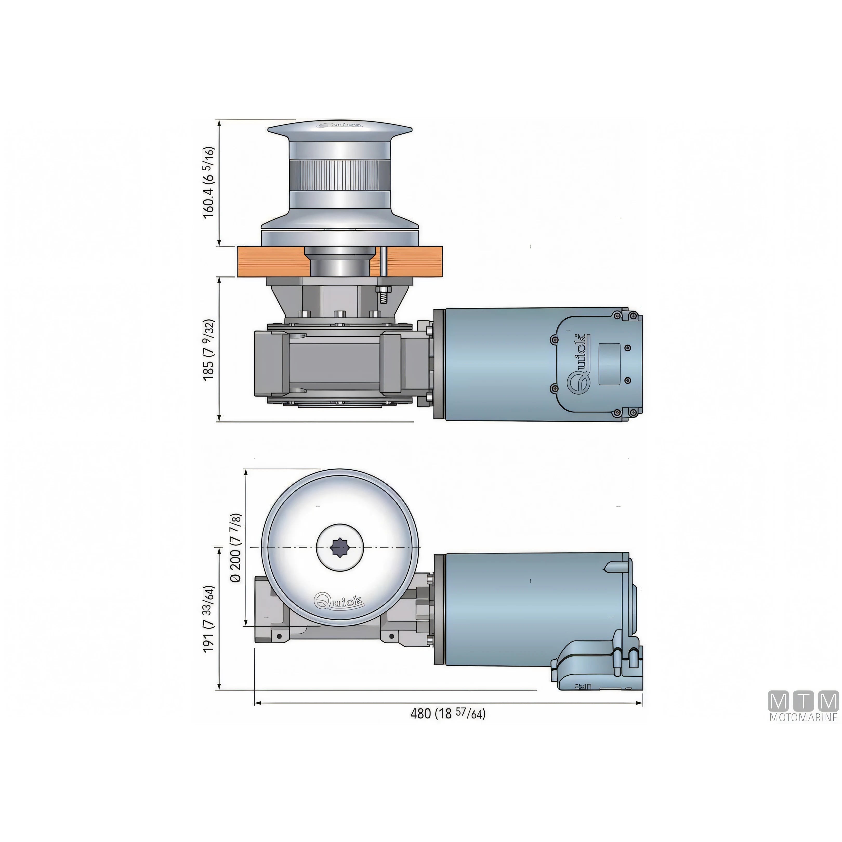 Quick Verricello da Tonneggio Tumbler 3 Acciaio Inox AISI 316 — TB5 1700W