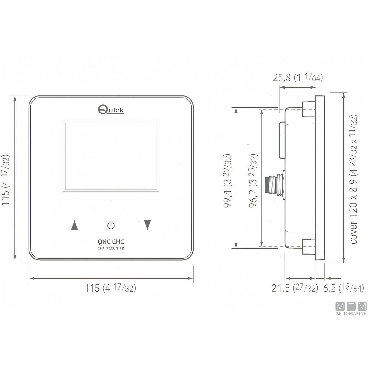 Quick pannello contacatena QNC CHC per salpa ancora — 115 x 115 x H26+6 mm