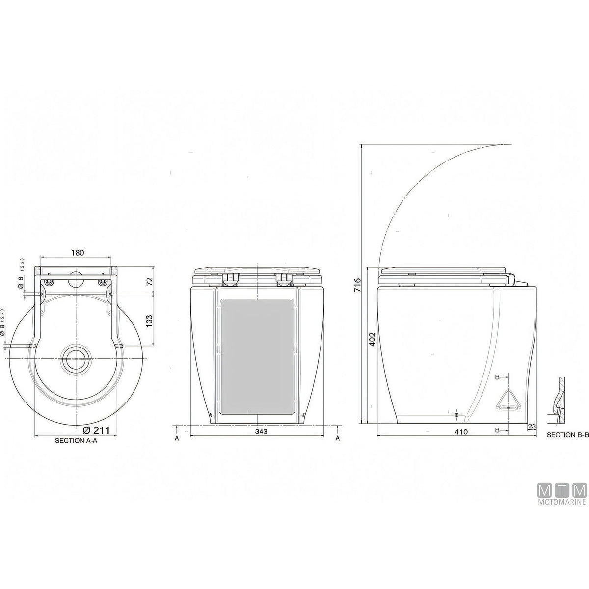 Ocean WC elettrico Laguna Standard — 12V