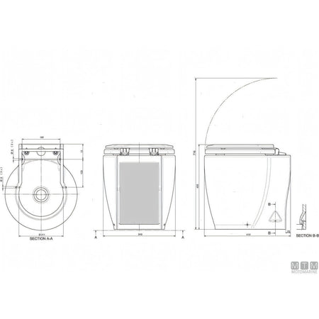 WC elettrico Ocean Laguna Silent per nautica — 12V