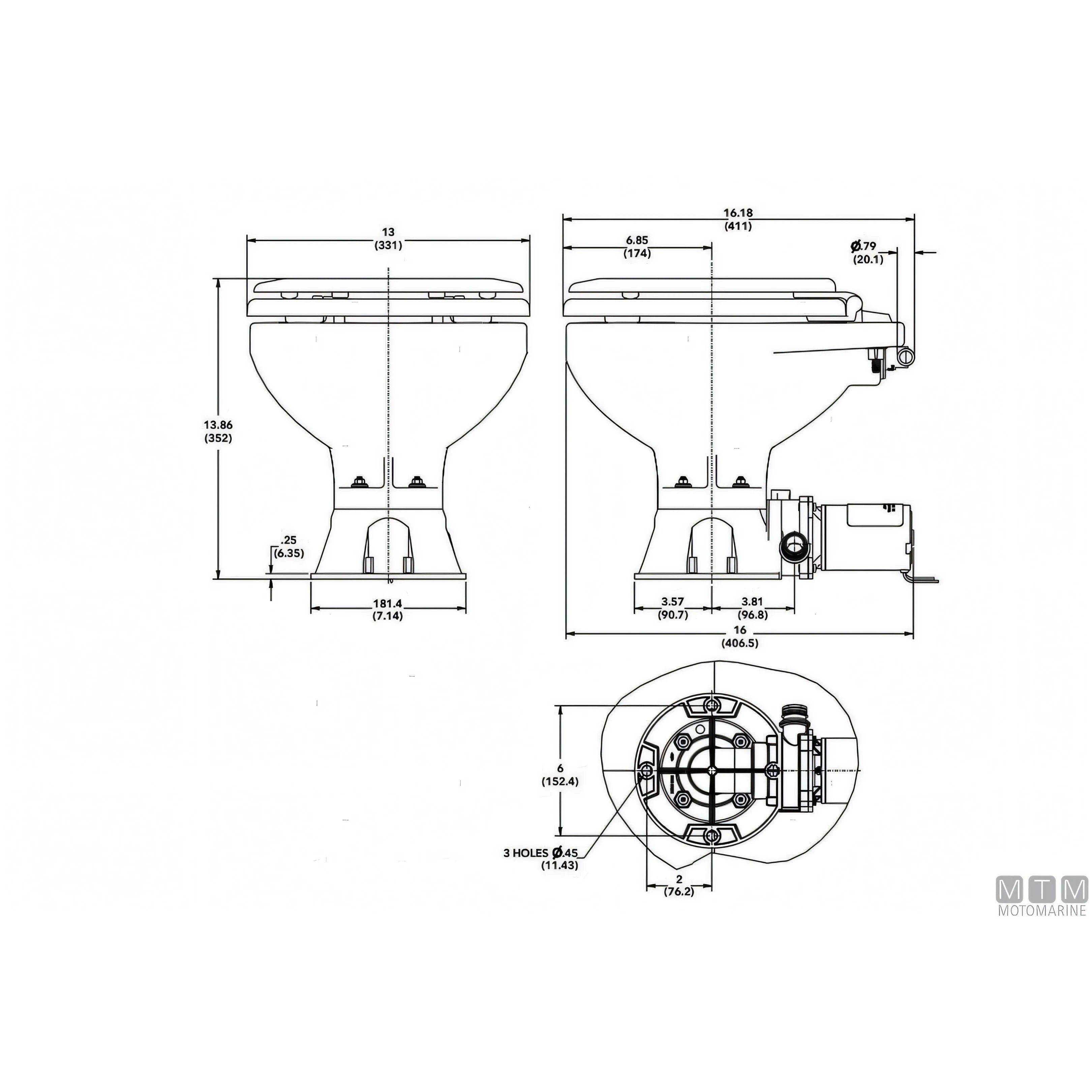 Jabsco WC elettrico Compact Quiet E2 — 12V