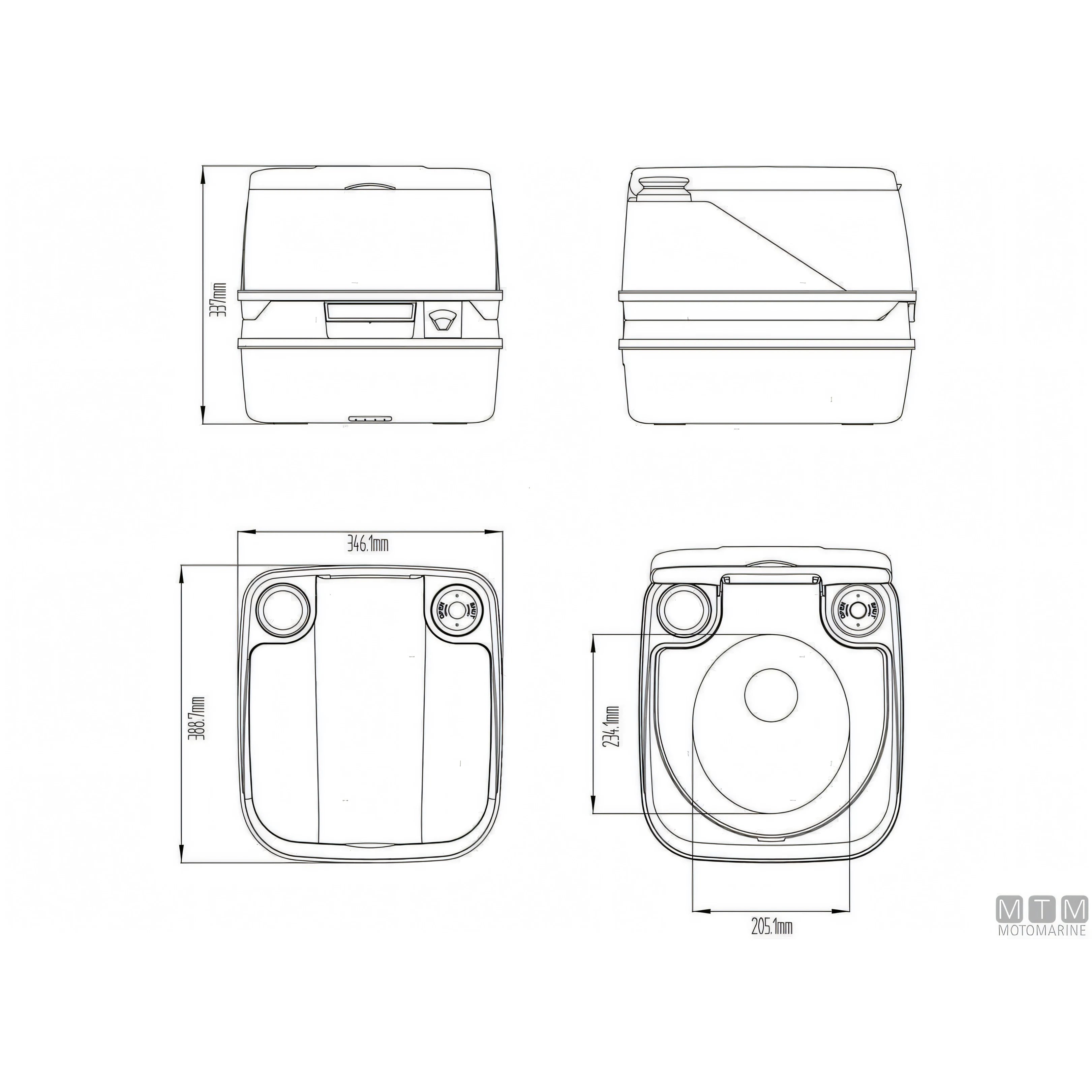 Seaflo toilet portatile porta potty in plastica — 12 L