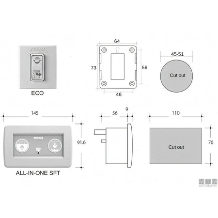 Tecma Nano WC nautico elettrico toilet compatto — Pannello Eco 12V