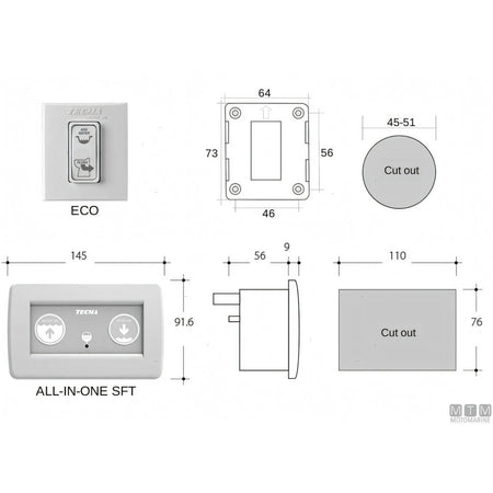 Tecma WC Compass Short elettrico nautico — 12V - Pannello Eco