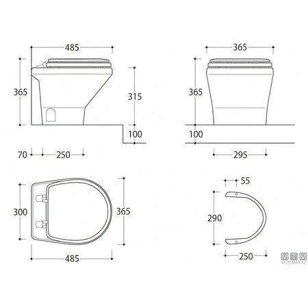 Tecma WC Compass Short elettrico nautico — 12V - Pannello Eco