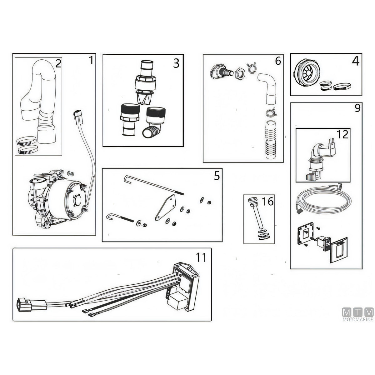 Tecma ricambio originale toilette serie Compact — Pompa maceratore MAC4 12V con manicotto