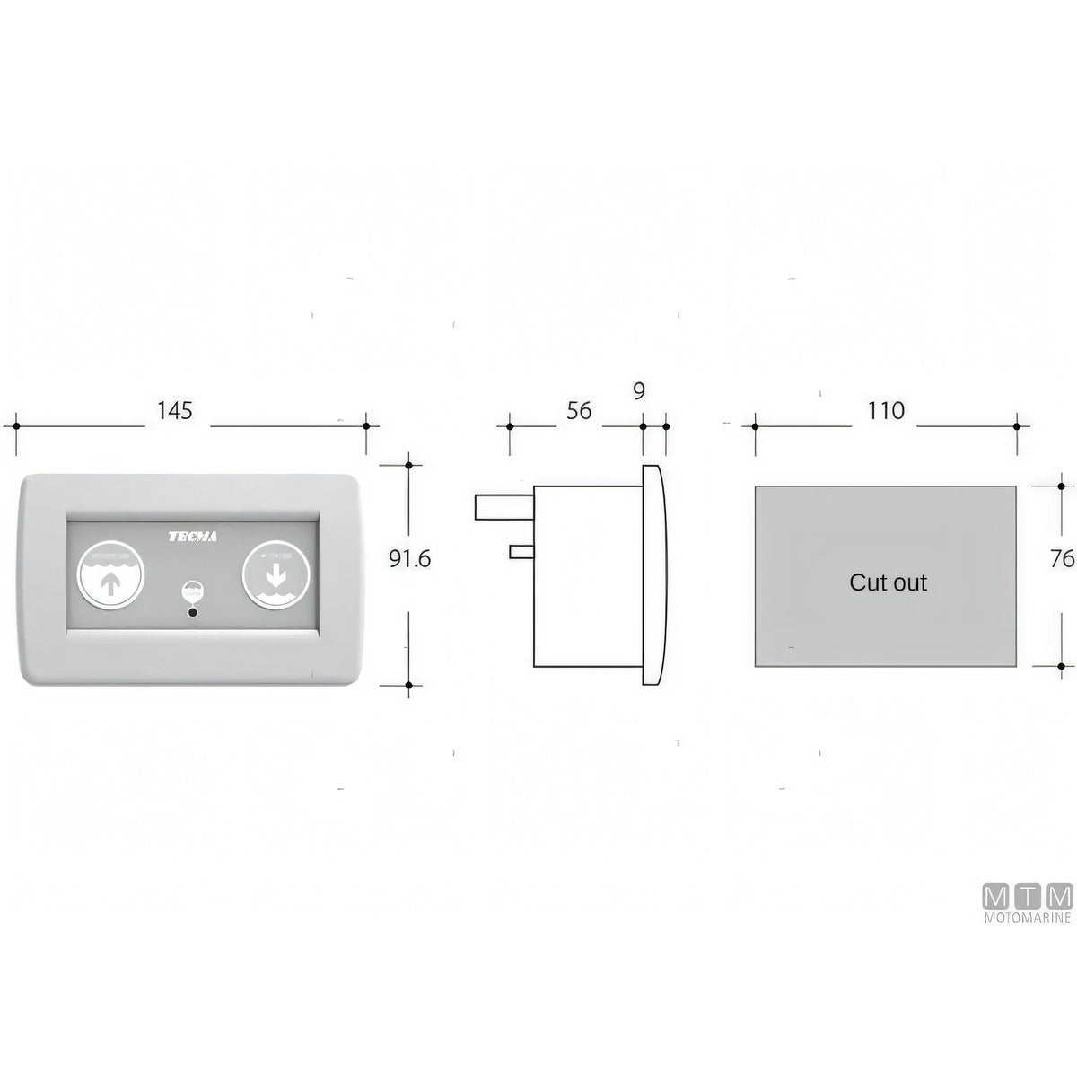 Tecma pannello controllo toilet nautico serie SFT — All-in-One 1 pulsante
