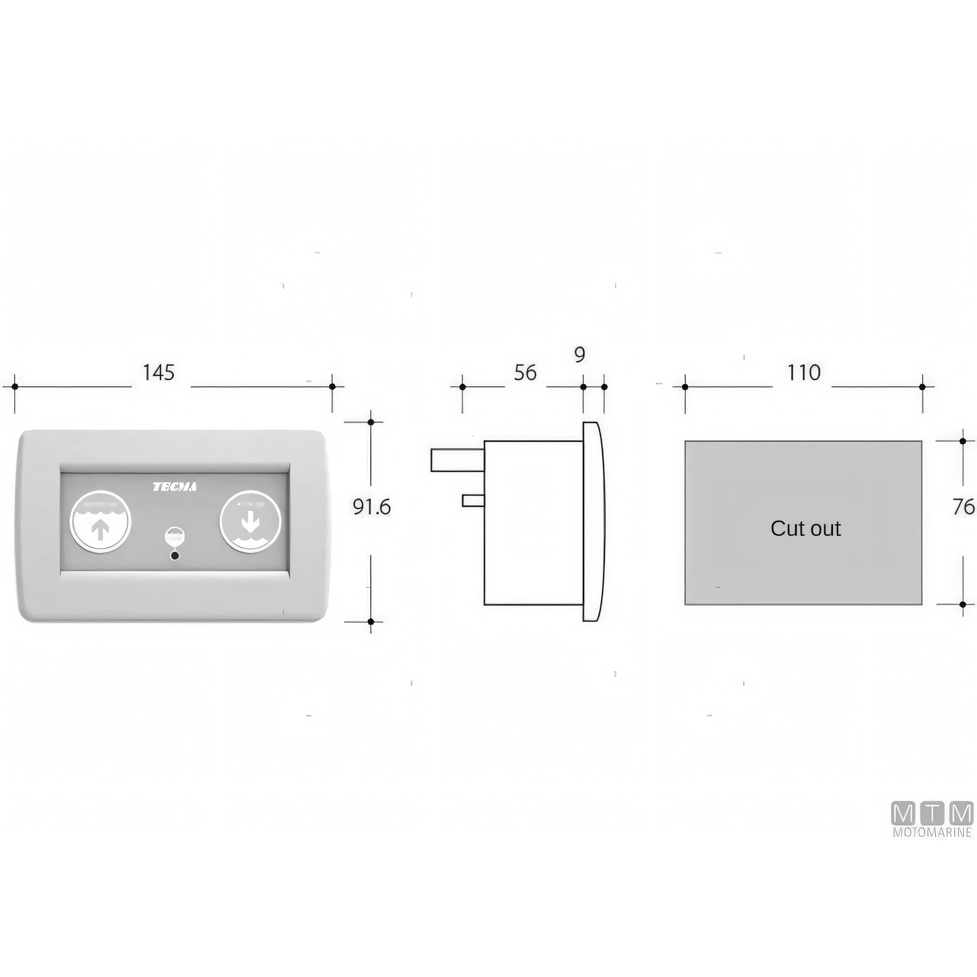Tecma pannello controllo toilet nautico serie SFT — All-in-One 1 pulsante