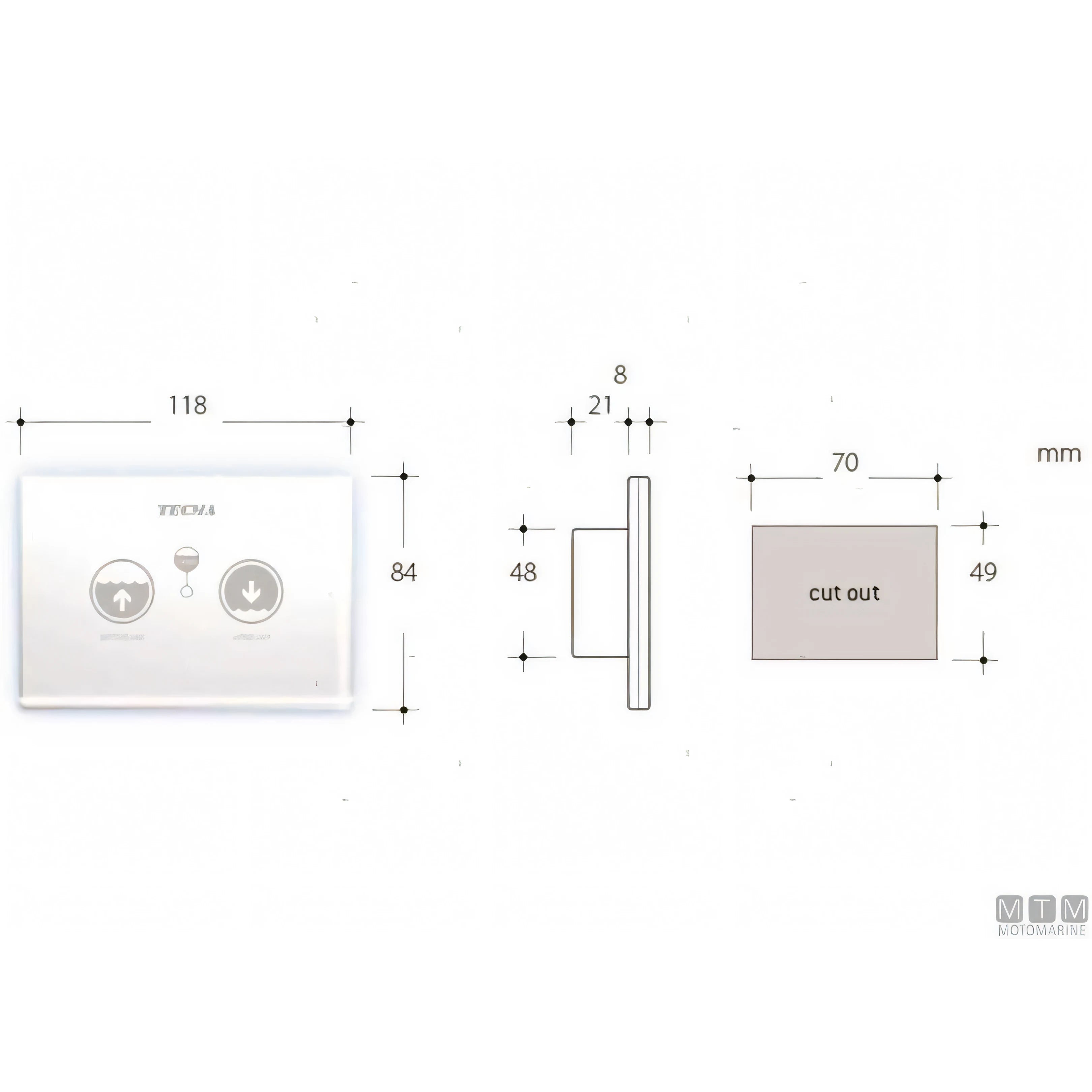 Tecma pannello controllo toilet nautico serie SFT — All-in-One 1 pulsante
