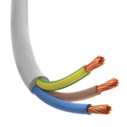 Cavo elettrico marino tripolare in rame con guaine PVC blu, beige e giallo-verde su sfondo bianco | Onautica