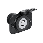 Presa incasso doppia USB-A e USB-C con cover protettiva nera, corpo nero quadrato | Onautica