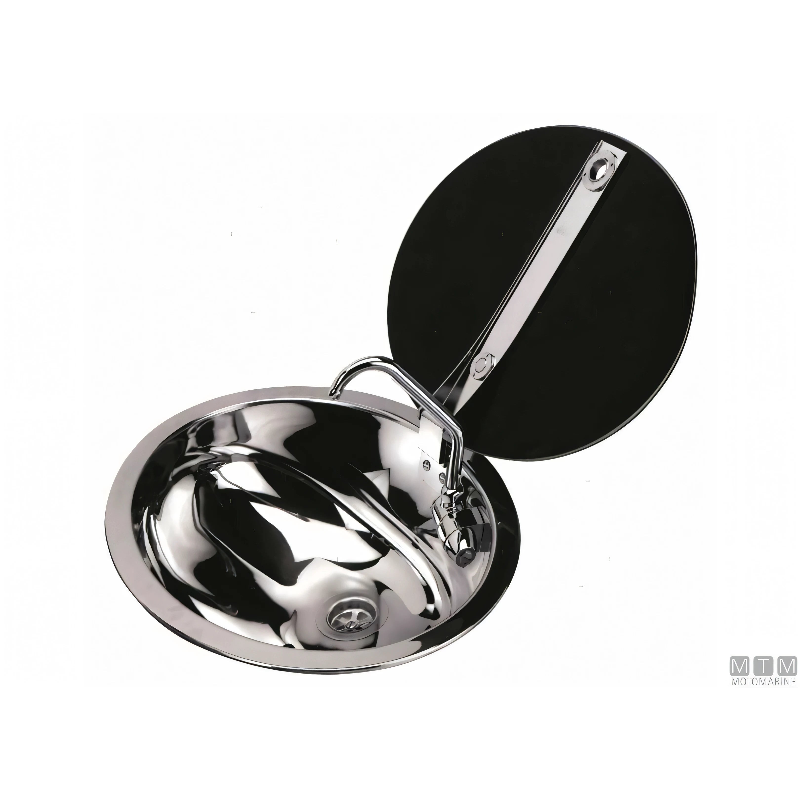 Can lavello sferico inox 18/8 con coperchio in vetro temperato — ø 300 x H 180 mm