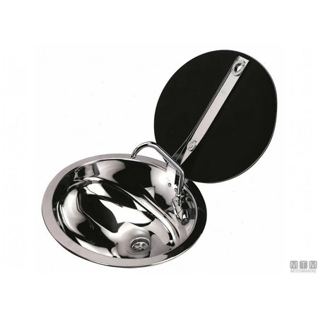 Can lavello sferico inox 18/8 con coperchio in vetro temperato — ø 300 x H 180 mm