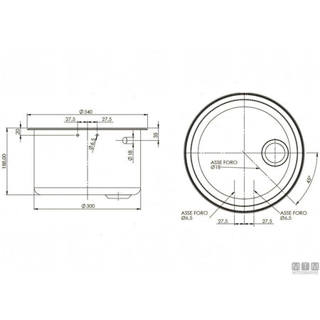 Can lavello sferico inox 18/8 con coperchio in vetro temperato — ø 300 x H 180 mm